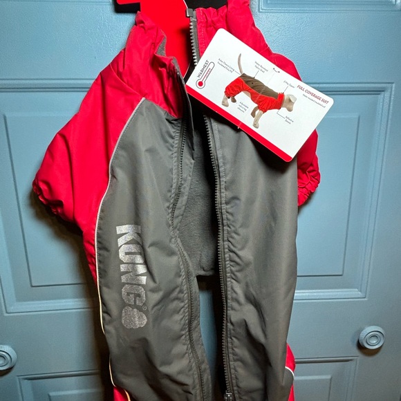 NWT KONG Outerwear Full Coverage Suit Dog Snow Water Resistant MED Red Grey - Picture 8 of 16
